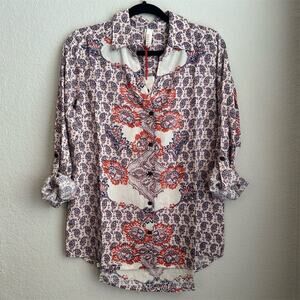 Raga Women's Paisley Print Blouse Size S Multicolor Long Sleeve Casual Top